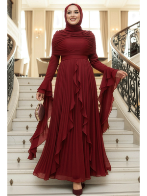 Fırfır Detaylı Bordo 53981br