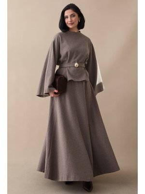 Selanik Geniş Kol Etekli Sütlü Kahve Takım