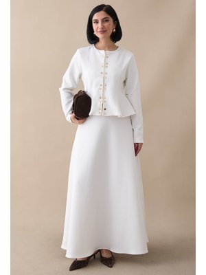 Gold Çıtçıt Etekli Beyaz Scuba Takım