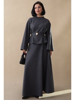 Selanik Geniş Kol Etekli Antrasit Takım