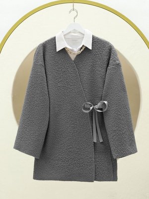 Füme Yandan Bağlamalı Buklet Kimono