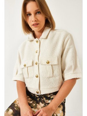 Beyaz Kısa Kollu Ceket