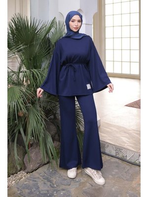 Lacivert Armalı Tunik Pantolonlu Modal Takım