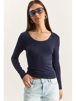 Lacivert Ultra Soft U Yaka Bluz