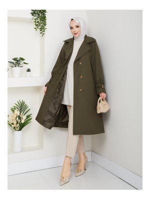 Astarlı Kruvaze Yaka Kuşaklı Trençkot