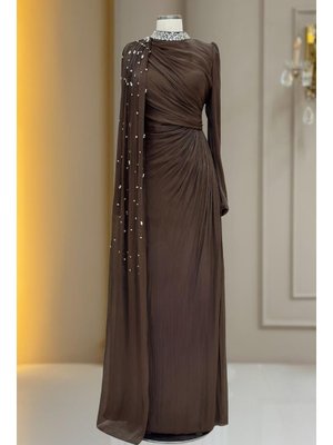 Kahverengi Helen Abiye Elbise