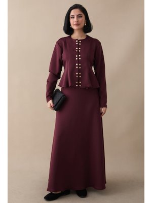 Gold Çıtçıt Etekli Bordo Scuba Takım