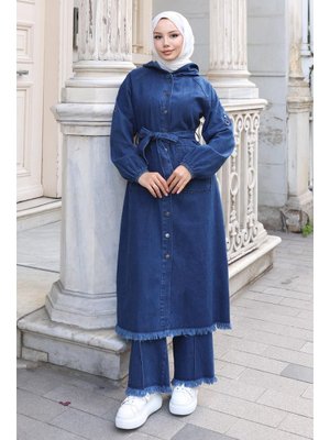 Koyu Mavi Püskül Detaylı Kot Takım
