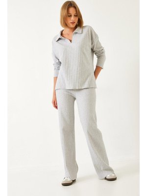 Gri Polo Yaka Triko Alt Üst Takım