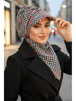 Kırmızı Kazayağı Büzgülü Şapka