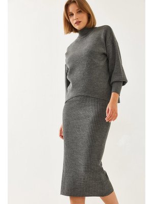 Antrasit İkili Triko Takım