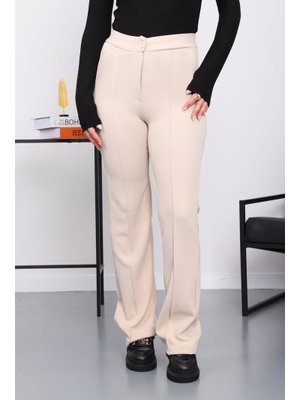 Bej Çimalı İspanyol Paça Pantolon