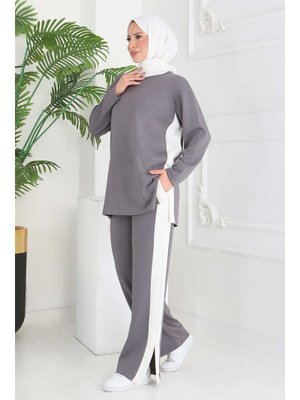 Fume Füme Garnili Yırtmaçlı Modal İkili Takım