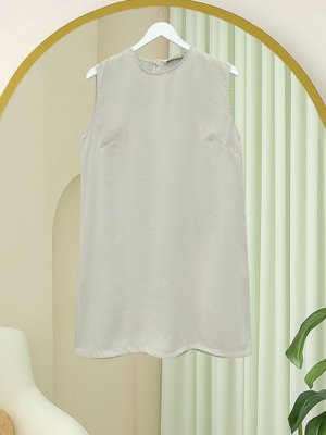 Bej Yuvarlak Yaka Sıfır Kol Modal İçlik