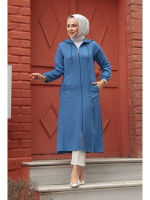 Kapüşonlu İndigo Mavisi Kap 539ım