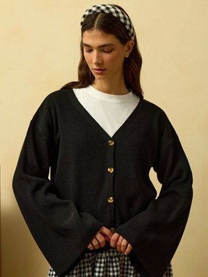 Siyah İspanyol Kol Triko Hırka