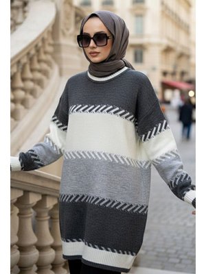 Blok Renk Gri Triko Kazak 8804gr