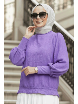 Balon Kollu Lila Bluz 24271lıla