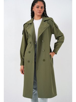 Haki Kruvaze Yaka Trençkot