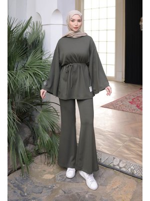 Haki Armalı Tunik Pantolonlu Modal Takım