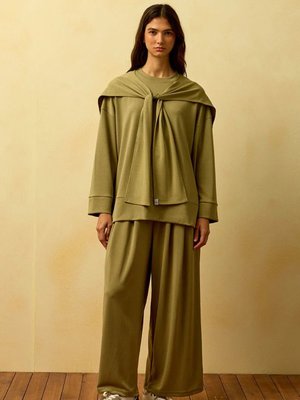 Oysho Bağlamalı Detaylı Pantolon Takım Cağla