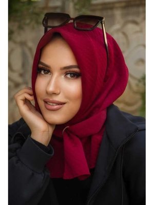 Bordo Kapitone Hazır Eşarp
