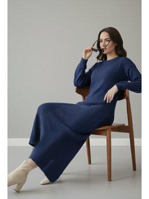 İndigo Triko Elbise