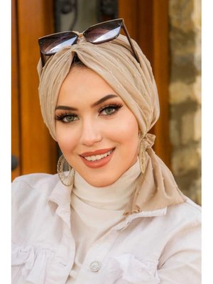 Bej Ponpon Tokalı Bone