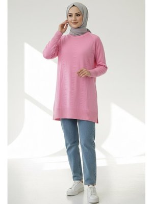 Pembe Fitilli Triko Tunik