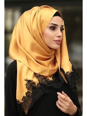 Dantelli İpek Görünümlü Şal