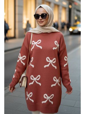 Kurdele Desenli Somon Triko Kazak 8754smn