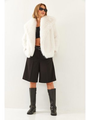 Beyaz Yakalı Astarlı Premium Kürk