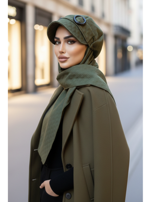 Haki Kapitone Tokalı Şapka