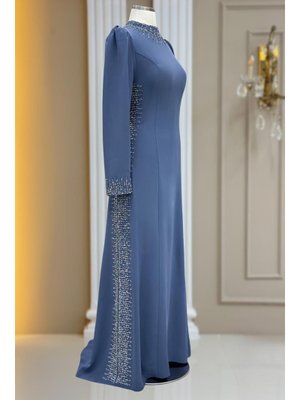 İndigo Sıla Abiye Elbise