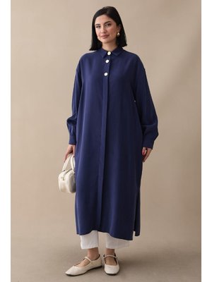 Gömlek Yaka Keten Mor Salaş Tunik