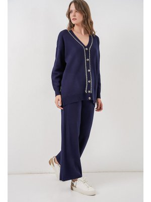 Lacivert Hırka Pantolon Triko İkili Takım