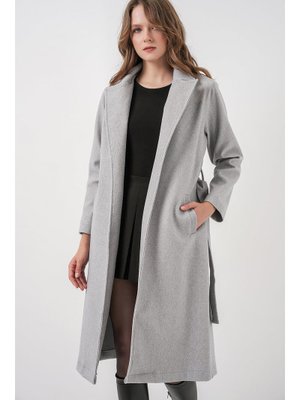 A.gri Kruvaze Yaka Kaşe Kaban