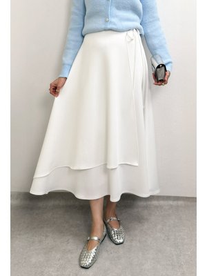 Beyaz Belden Bağcıklı Scuba Etek