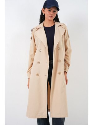 Bej Kruvaze Yaka Trençkot