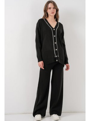 Siyah Hırka Pantolon Triko İkili Takım