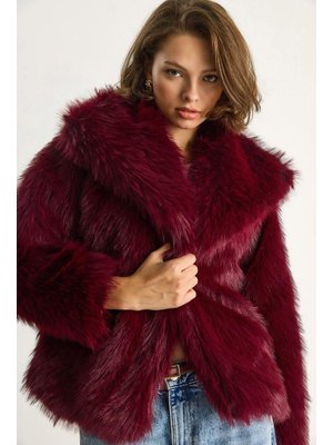 Bordo Kürklü Araboy Mont