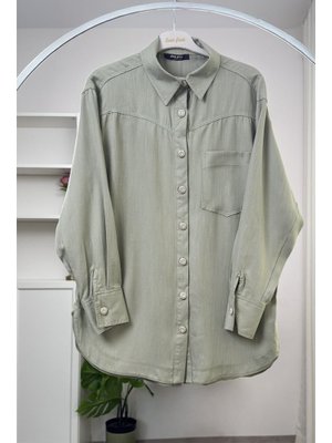 Açık Haki Basic Oversize Gömlek