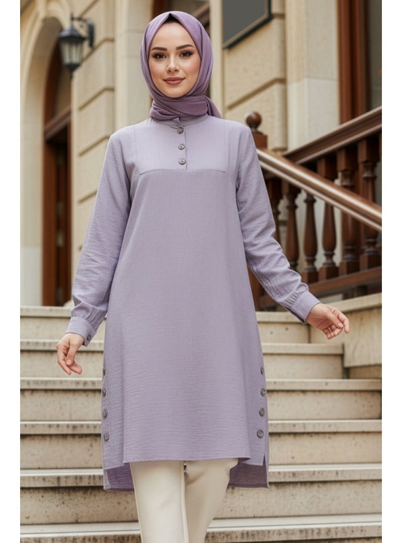 Neva Style Düğme Detaylı Gri Tunik 4664gr