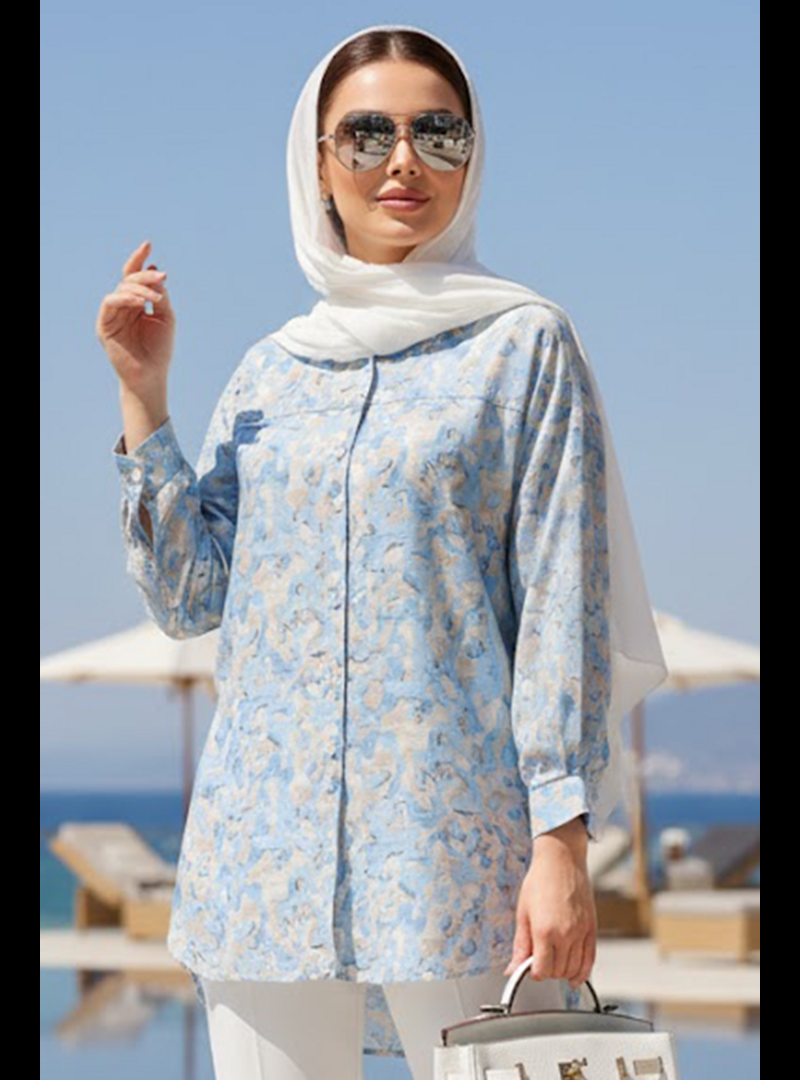 Neva Style Desenli Mavi Tunik 26603m