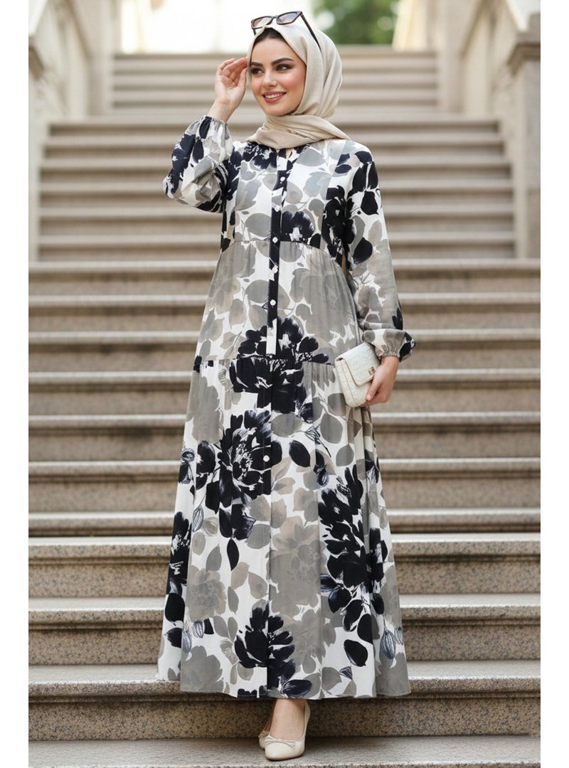 Neva Style Desenli Mint Elbise 24017mınt
