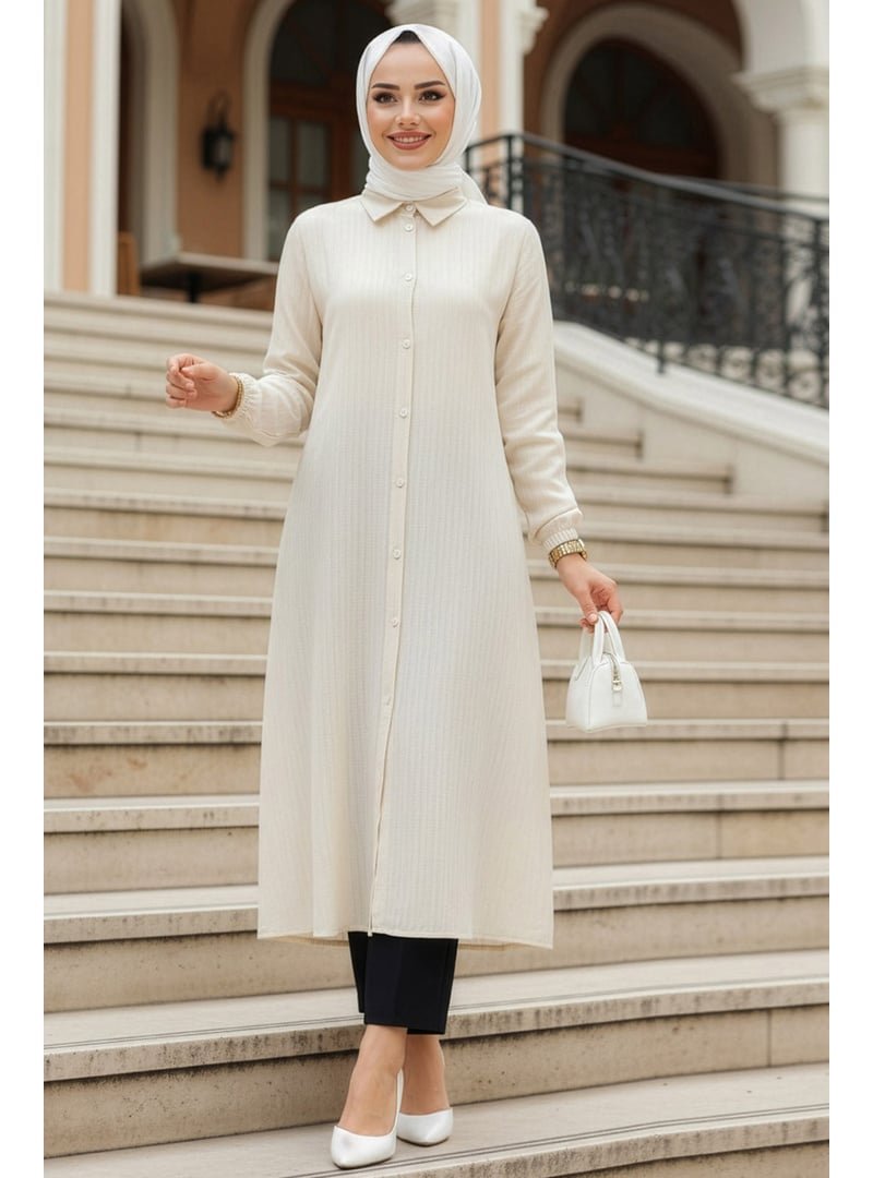 Neva Style Düğmeli Bej Tunik 70381bej