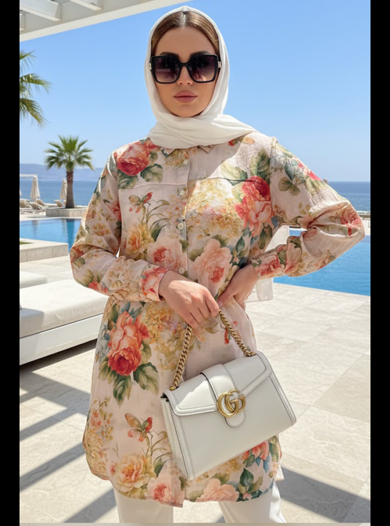 Neva Style Desenli Pudra Tunik 26604pd