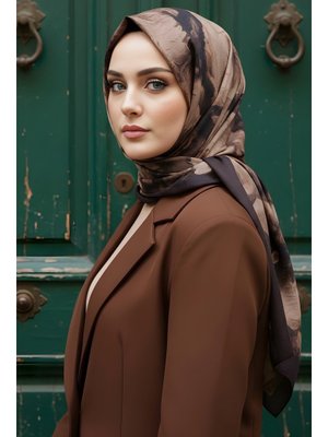 Kahverengi İpekhan Desenli Kraş Şal