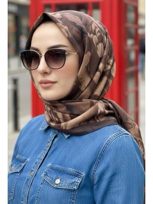 Kahverengi İpekhan Desenli Kraş Şal