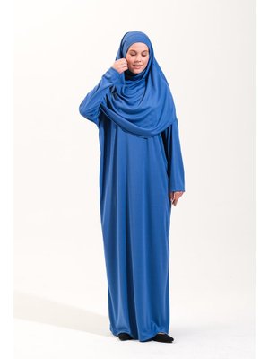 2133_tek Parça Kaymaz Başörtülü Namaz Elbisesi Boneye Son